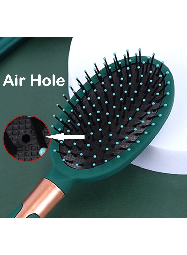 Detangling Brush Anti-Static Massage Hair Brushes Paddle Hairbrush With Cushion Base Nylon Bristle Pins Blow Drying Detangler Comb for Wet Dry All Hair Types Styling Blackish Green (Oval) - Image 4