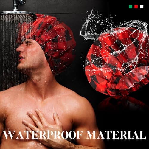 Jeere Shower Cap for Men Waterproof Reusable Large Bath Cap Men for Dreadlocks, Braids, Curls, Locs, Curly Hair, 3 Colors(Plaid Pattern) - Image 3
