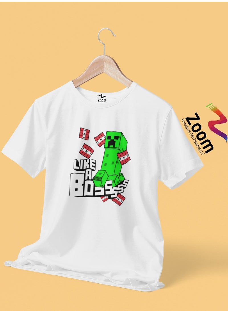 ZOOM تي شيرت ماين كرافت للأطفال - للأولاد