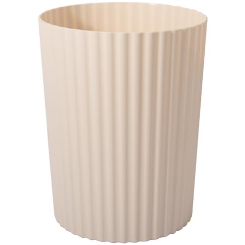 JiatuA Small Trash Can Plastic Wastebasket Round Garbage Container Bin for Bathroom, Kitchen, Bedroom, Home Office, College Dorm, Beige - Image 1
