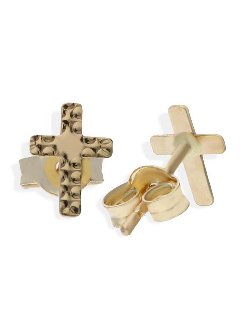 FK Jewellers - Gold Cross Stud Earrings 18KT - FKJERN18KU3059 - Image 1