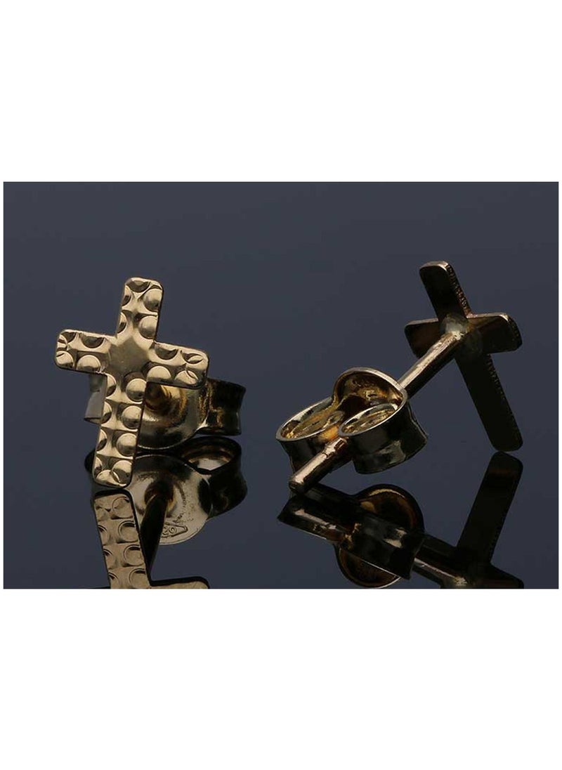 FK Jewellers - Gold Cross Stud Earrings 18KT - FKJERN18KU3059 - Image 1