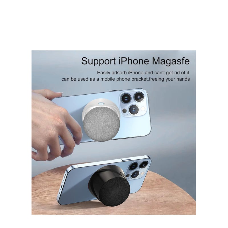 Barakah 1 PCS Portable Magnetic Small Bluetooth Speaker, 5W Stereo Sound, Deep Bass, 9H Playtime, TWS Pairing Speaker for Home, Outdoor Travel, Golf Carts, Support for iPhone 12/13/14 White - Image 2