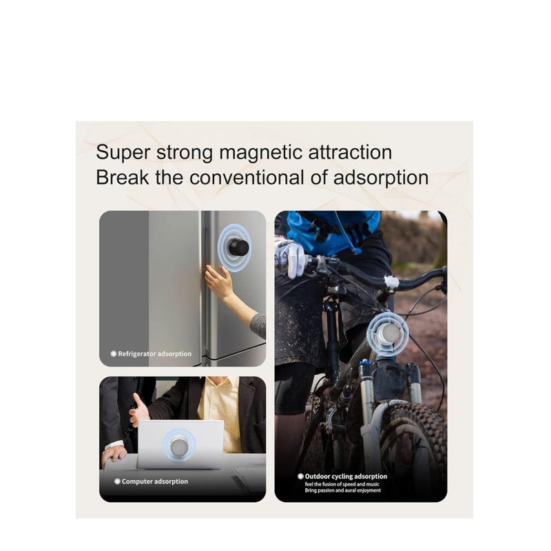 Barakah 1 PCS Portable Magnetic Small Bluetooth Speaker, 5W Stereo Sound, Deep Bass, 9H Playtime, TWS Pairing Speaker for Home, Outdoor Travel, Golf Carts, Support for iPhone 12/13/14 White - Image 4