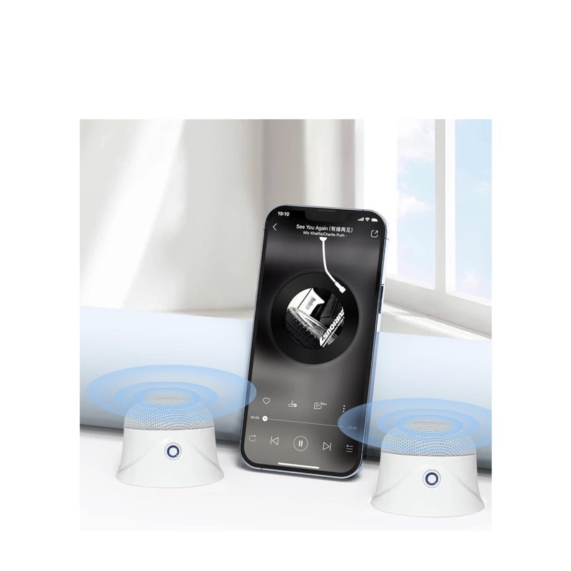 Barakah 1 PCS Portable Magnetic Small Bluetooth Speaker, 5W Stereo Sound, Deep Bass, 9H Playtime, TWS Pairing Speaker for Home, Outdoor Travel, Golf Carts, Support for iPhone 12/13/14 White - Image 3