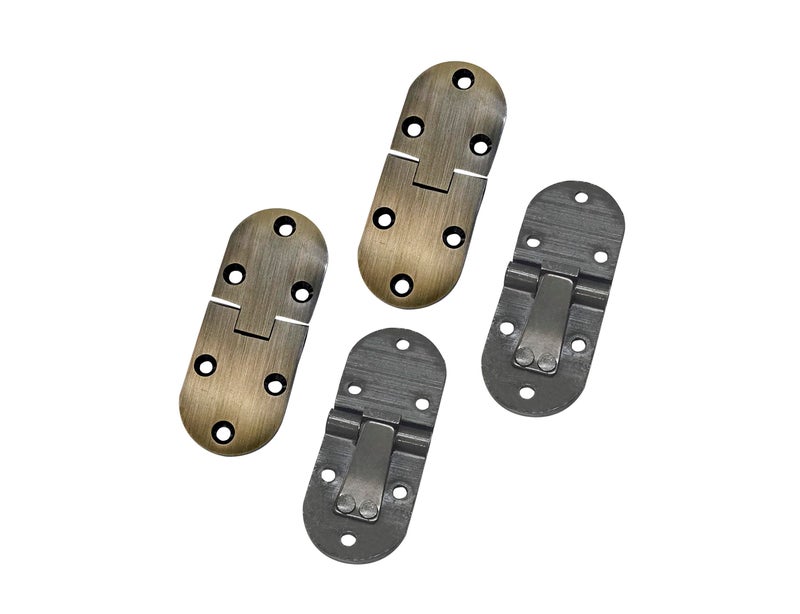 QCAA Solid Brass Butler Tray, Folding Table Hinge, 2-1/2" x 1-1/2" x 3.0 mm, Brushed Antique Brass, 4 Pack, Made in Taiwan - Image 4