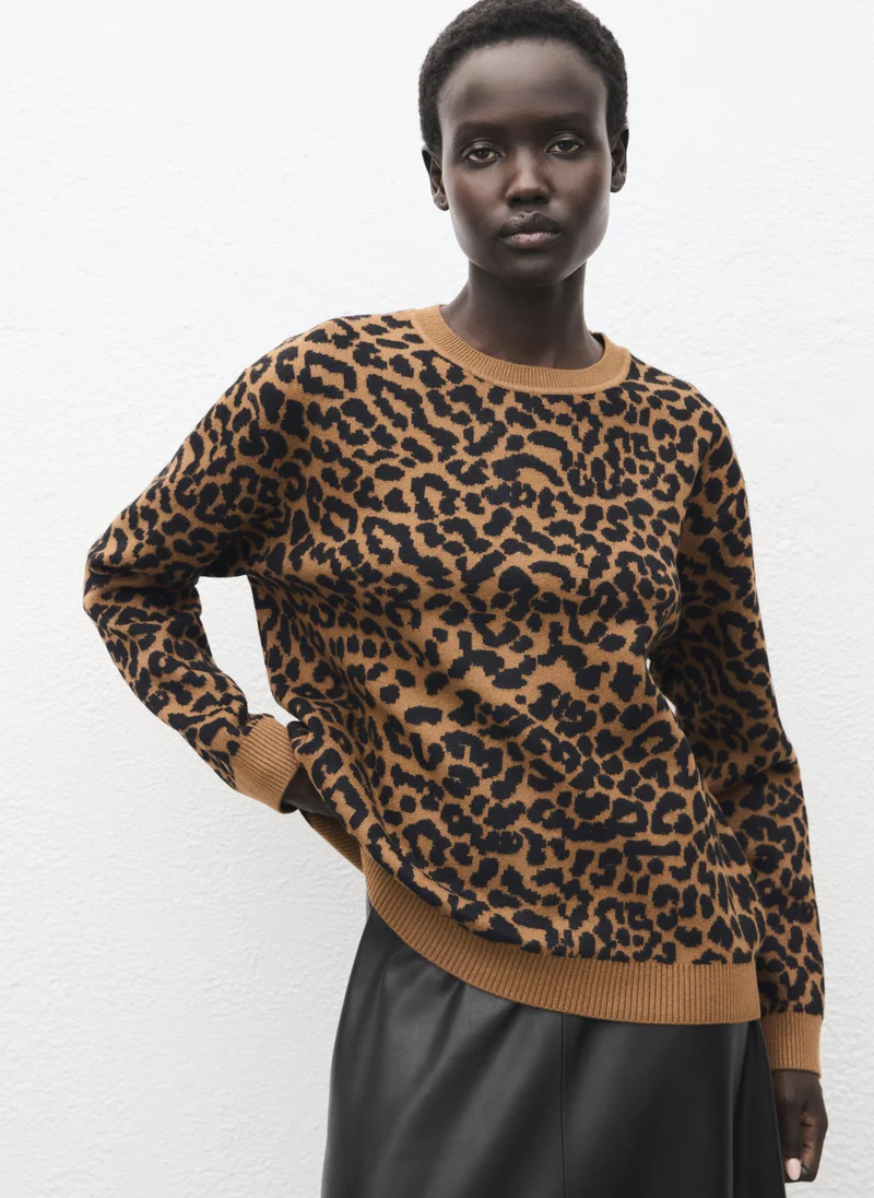 MANGO Leopard-print knitted sweater