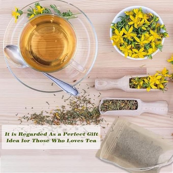 HBSTUDIO Disposable Tea Filter Bags For Loose Tea Wood Pulp Material Biodegradable And Compostable Unbleached Empty Tea Infuser Sachets With Drawstring 200 Pack 8Cm X 10Cm - Image 4