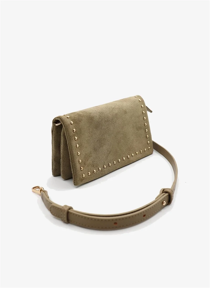 Marina Galanti Marina Galanti Women's Barrali Flap Suede-Effect Crossbody Bag with Adjustable Strap – Sage Green