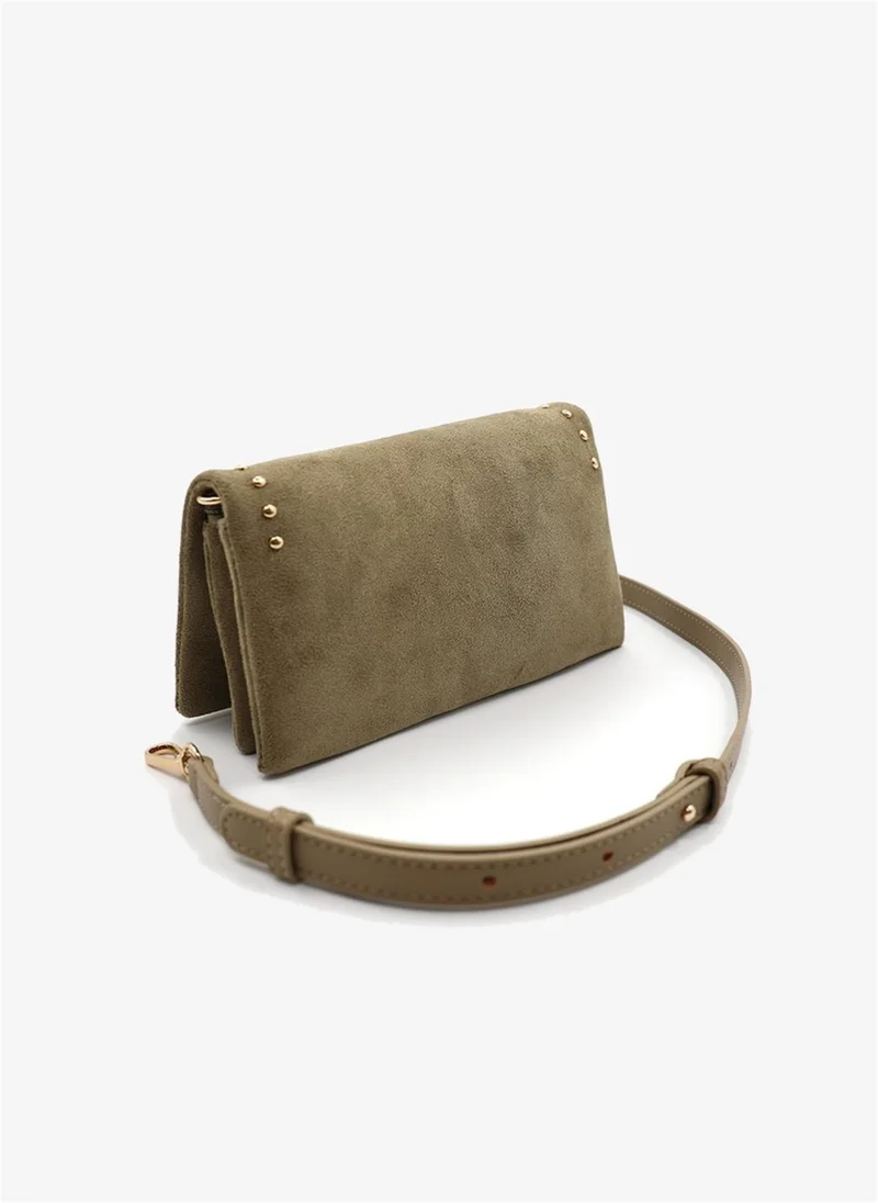 Marina Galanti Marina Galanti Women's Barrali Flap Suede-Effect Crossbody Bag with Adjustable Strap – Sage Green