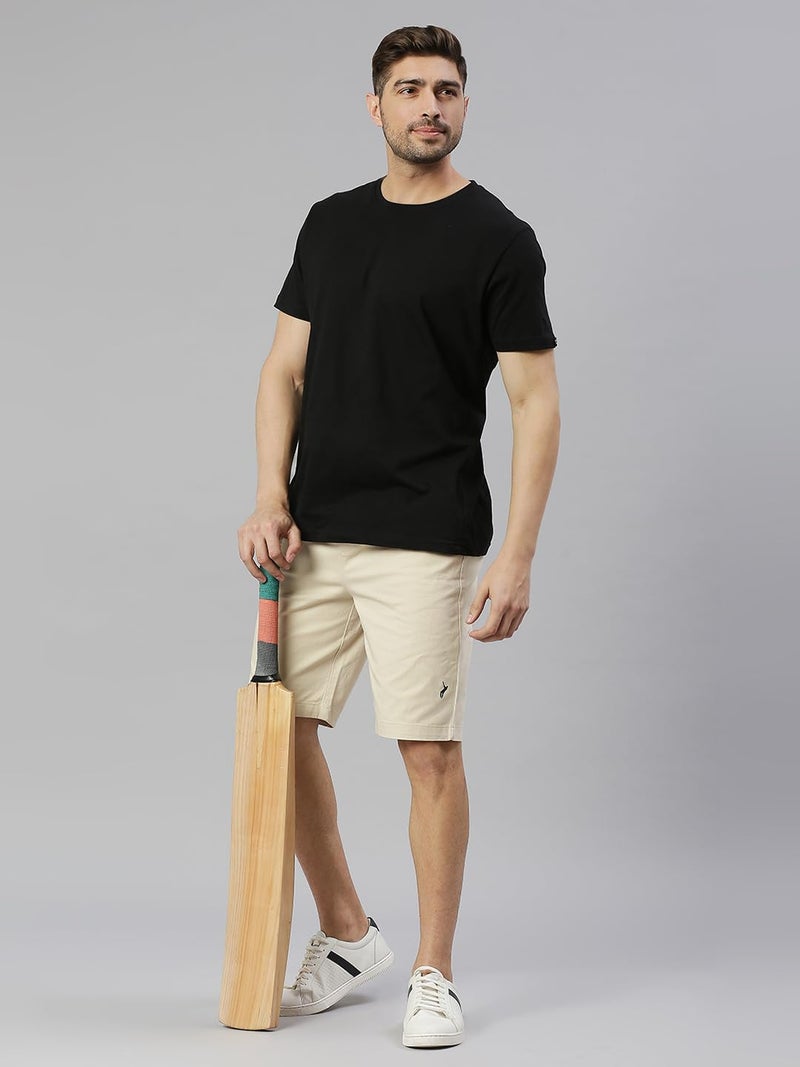 Thomas Scott Men's Solid Slim Fit Shorts Beige - Image 3