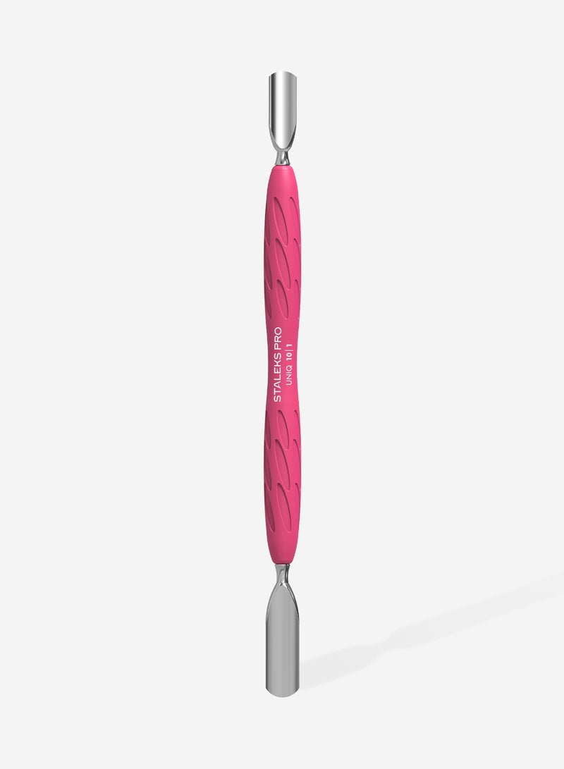 STALEKS PRO Manicure pusher Gummy with silicone handle - UNIQ 10 | TYPE 1 (rounded wide and rounded narrow pusher) - Image 3