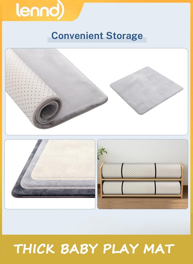 لينند سميكة طفل لعب حصيرة للطابق,100 * 150 سم لعب حصيرة,البطن الوقت رغوة حصيرة,دعم ناعم للغاية والشعور بلش,الرعاية السهلة مع غير الانزلاق ممسكة للرضيع,الأطفال والطفل الصغير الزحف,الرمادي,, - Image 5