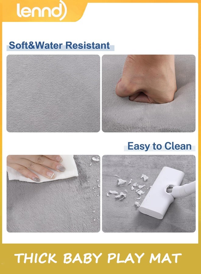لينند سميكة طفل لعب حصيرة للطابق,100 * 150 سم لعب حصيرة,البطن الوقت رغوة حصيرة,دعم ناعم للغاية والشعور بلش,الرعاية السهلة مع غير الانزلاق ممسكة للرضيع,الأطفال والطفل الصغير الزحف,الرمادي,, - Image 4