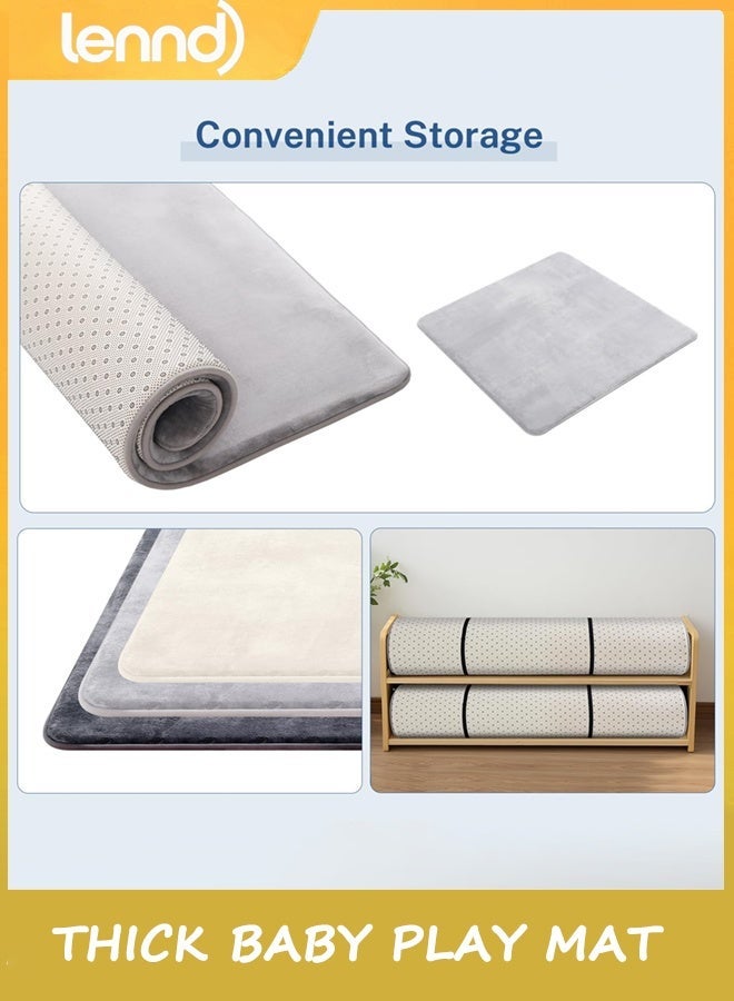 لينند سميكة طفل لعب حصيرة للطابق,100 * 150 سم لعب حصيرة,البطن الوقت رغوة حصيرة,دعم ناعم للغاية والشعور بلش,الرعاية السهلة مع غير الانزلاق ممسكة للرضيع,الأطفال والطفل الصغير الزحف,الرمادي,, - Image 4