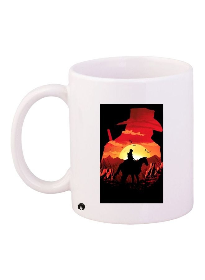 RYN Wild West Printed Coffee Mug White/Orange/Black 11ounce