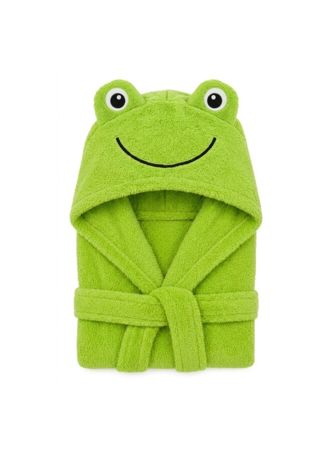 VELMORE Premium Kids Hooded Bathrobe – 100% Cotton Soft & Absorbent Towel Robe for Boys & Girls, Lightweight, Quick Dry, with Belt & Pockets (650 GSM) - 12 - 16 Y - Green - Image 2