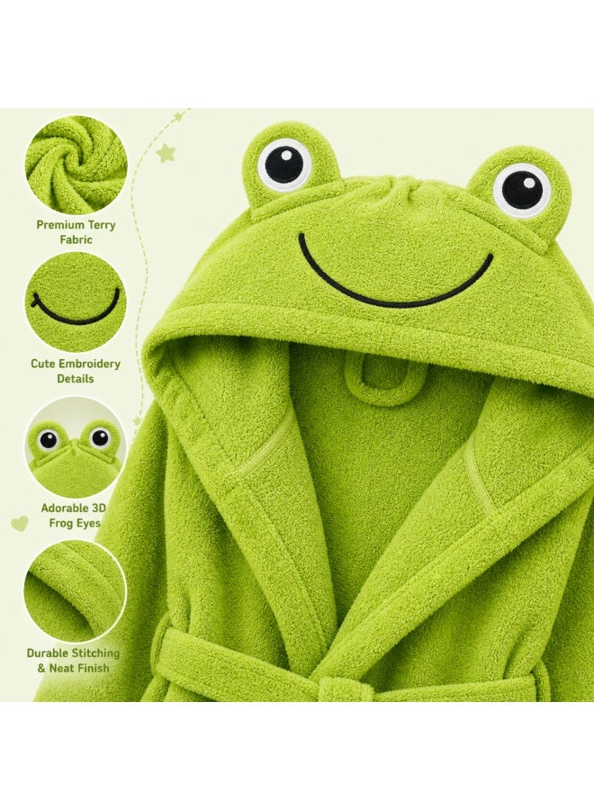 VELMORE Premium Kids Hooded Bathrobe – 100% Cotton Soft & Absorbent Towel Robe for Boys & Girls, Lightweight, Quick Dry, with Belt & Pockets (650 GSM) - 12 - 16 Y - Green - Image 5