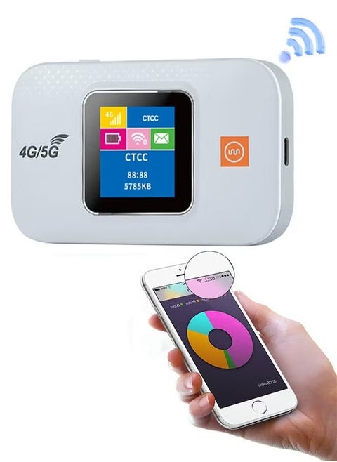 Portable Wireless Modem, 4G/5G LTE Modem, Wireless Wi-Fi router Range Extender, 300Mbps 3000mAh Mobile Pocket WiFi Router with SIM Card Slot