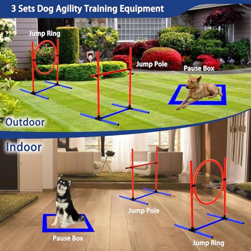 AHAILUOO Dog Agility Training Equipment Dog Obstacle Course Training Starter Kit Pet Jump Pole Jump Ring Pause BoxStorage BagDog Agility CourseDog HurdlesDog JumpsOutdoor or Indoor Game3Sets - Image 3
