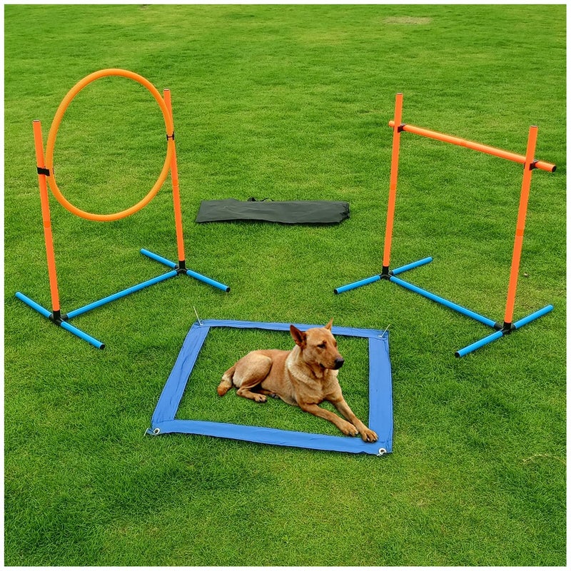 AHAILUOO Dog Agility Training Equipment Dog Obstacle Course Training Starter Kit Pet Jump Pole Jump Ring Pause BoxStorage BagDog Agility CourseDog HurdlesDog JumpsOutdoor or Indoor Game3Sets - Image 2