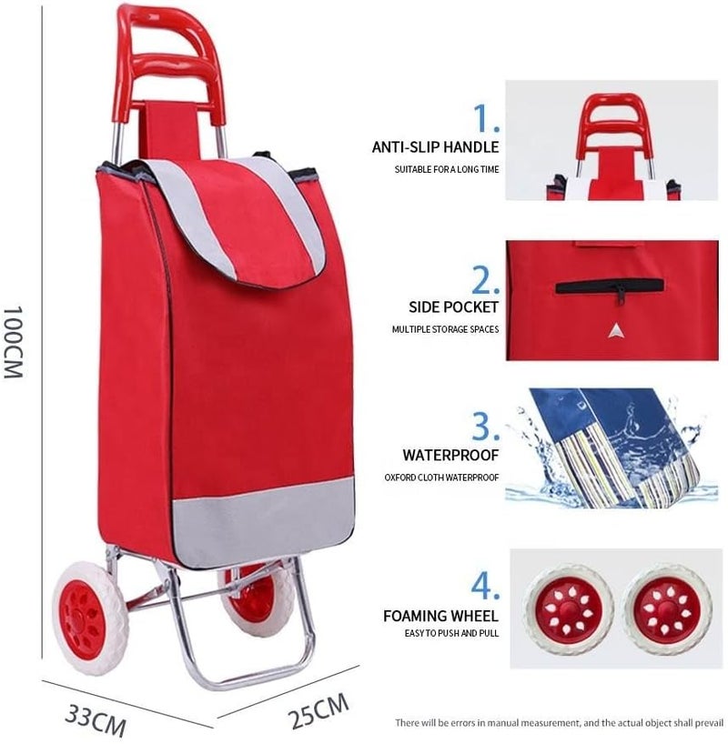 جليفار عربة تسوق قابلة للطي - حقيبة عربة محمولة بعجلات - حامل بقالة خفيف الوزن، حقيبة تسوق متينة، حقيبة سفر دوارة صديقة للبيئة للخضراوات والأساسيات والمهام اليومية - Image 1