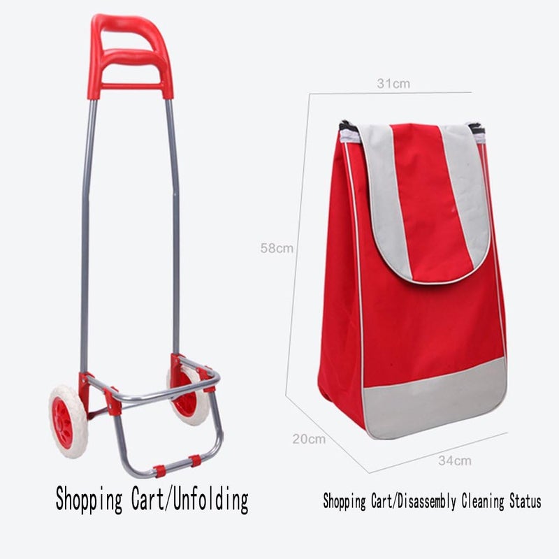 جليفار عربة تسوق قابلة للطي - حقيبة عربة محمولة بعجلات - حامل بقالة خفيف الوزن، حقيبة تسوق متينة، حقيبة سفر دوارة صديقة للبيئة للخضراوات والأساسيات والمهام اليومية - Image 3