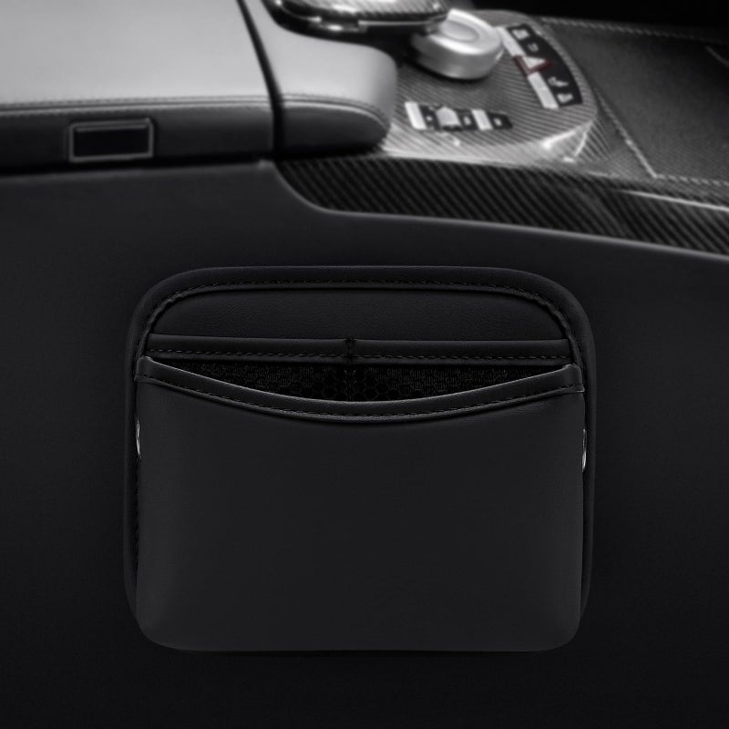 Accmor Car Seat Side Pocket Organizer, PU Leather Pouch Bag for Car Seat, Door, Window, Console, Registration Wallet Cards Trash Phone Sunglasses Holder Pocket for Auto - Image 5