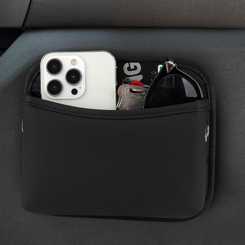 Accmor Car Seat Side Pocket Organizer, PU Leather Pouch Bag for Car Seat, Door, Window, Console, Registration Wallet Cards Trash Phone Sunglasses Holder Pocket for Auto - Image 3