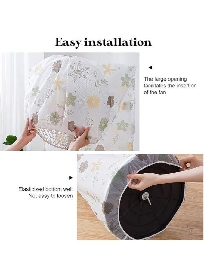 هابي هوم مجموعة من 3 أغطية غبار دائرية قائمة للمروحة، قابلة للغسل والطي ومقاومة للغبار، غطاء واقي من الماء للاستخدام المنزلي، مقاس غطاء المروحة الكهربائية 145 × 60 سم. - Image 3