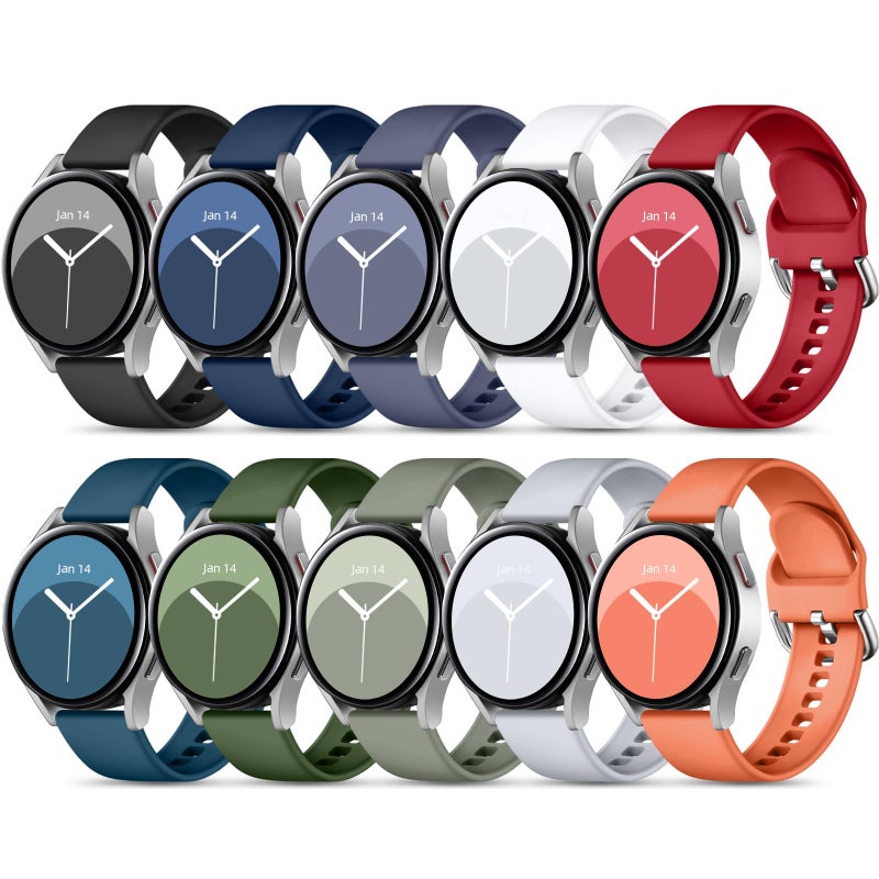 DaQin 10 Pack Bands Compatible with Samsung Galaxy Watch 7/6/5/4 40mm 44mm/Watch 6 Classic 43mm 47mm/Watch 5 Pro 45mm/Watch 4 Classic/Active 2 Band, 20mm Soft Silicone Sport Strap Wristbands Women Men - Image 1