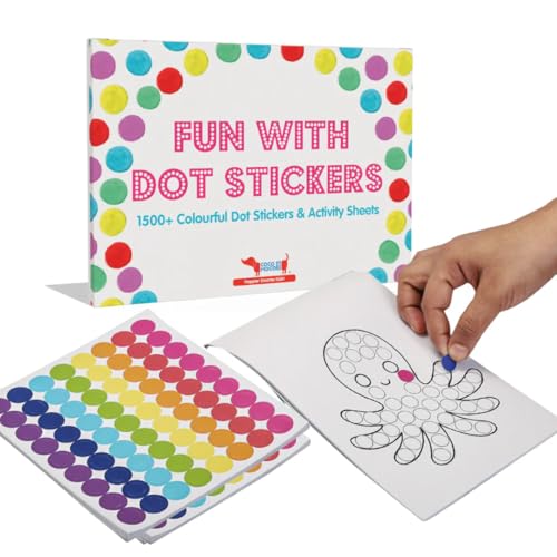 CocoMoco Kids Premium Dot Stickers for Kids with 123, ABC and Animals Sticker Book -1500+ Round Stickers Fun Craft Supplies for Girls, Journaling, Labelling, Organising (Single Pack) - Image 1