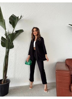 Escbutik Women's Elastic Waist Scuba Trousers Jacket Set of 2  - Image 3