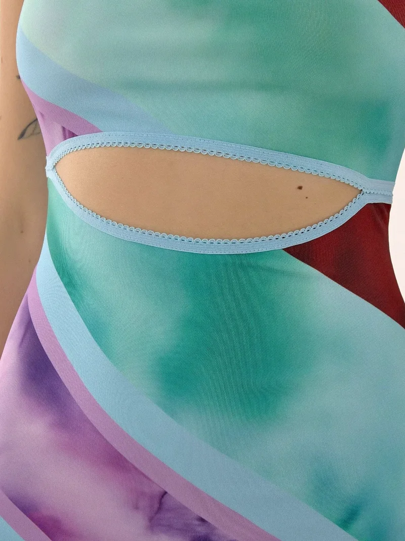 HICCUP Cut Out Detail Colourful Mini Dress