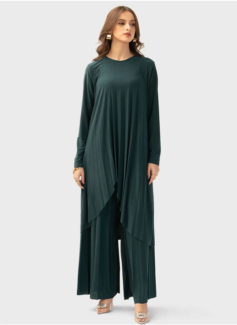 Hassal Asymmetrical Hem Kaftan & Pants Sets