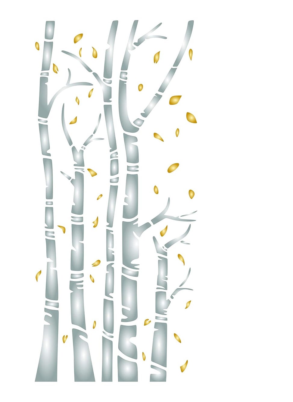 Usnyabni Birch Trees Stencil, 10 x 22 inch (L) - Silver White Birch Tree Trunks Forest Wall Stencils  - Image 1