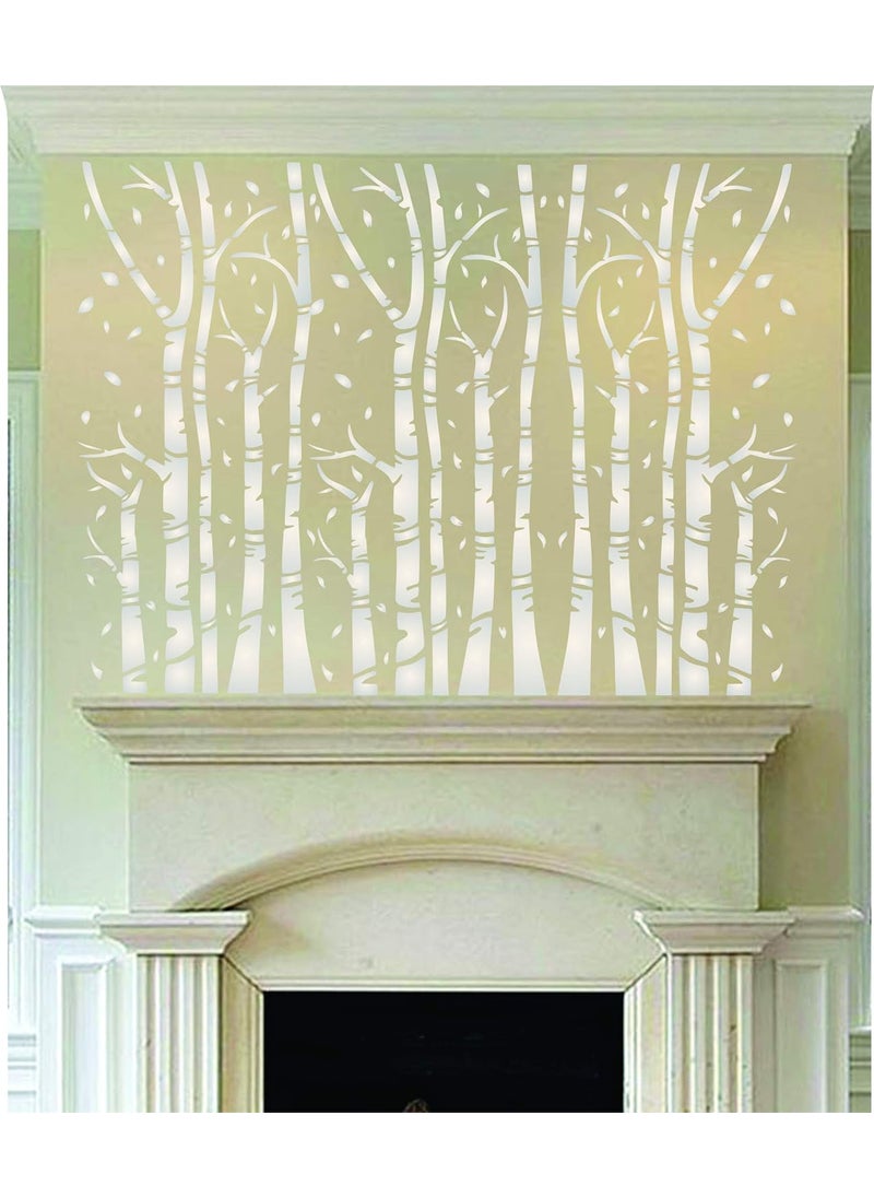 Usnyabni Birch Trees Stencil, 10 x 22 inch (L) - Silver White Birch Tree Trunks Forest Wall Stencils  - Image 3