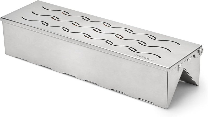 Skyflame Stainless Steel BBQ Smoker Box for Wood/Smoking Chips - Universal Smoky Flavor Grill Accessories Fit for Gas/Charcoal Grilling, W-Shape - Image 1