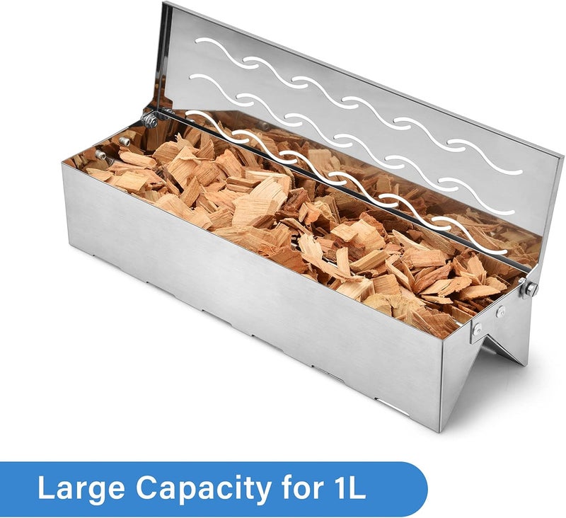 Skyflame Stainless Steel BBQ Smoker Box for Wood/Smoking Chips - Universal Smoky Flavor Grill Accessories Fit for Gas/Charcoal Grilling, W-Shape - Image 4