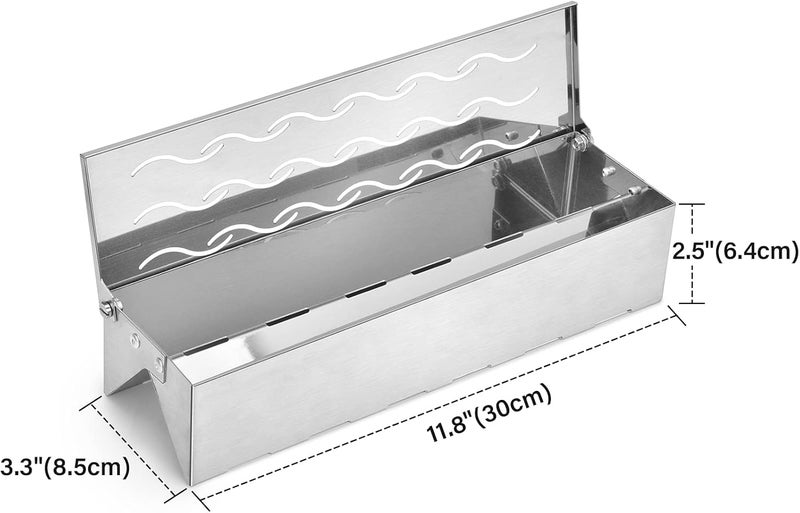 Skyflame Stainless Steel BBQ Smoker Box for Wood/Smoking Chips - Universal Smoky Flavor Grill Accessories Fit for Gas/Charcoal Grilling, W-Shape - Image 2