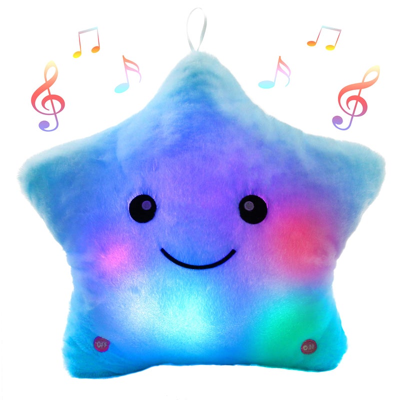 BSTAOFY 13 Creative LED Musical Glow Twinkle Star Lullaby Light up Stuffed Animal Toys Soothe Kids Emotions Birthday Christmas for Toddlers Kids Blue - Image 3