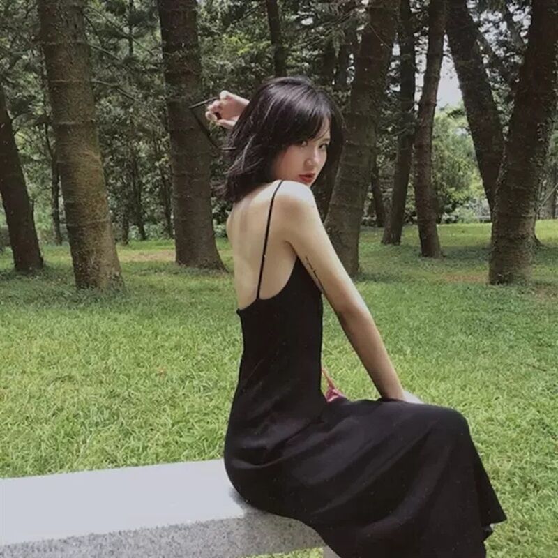 French Off-Shoulder Knit Slip Dress - Image 3