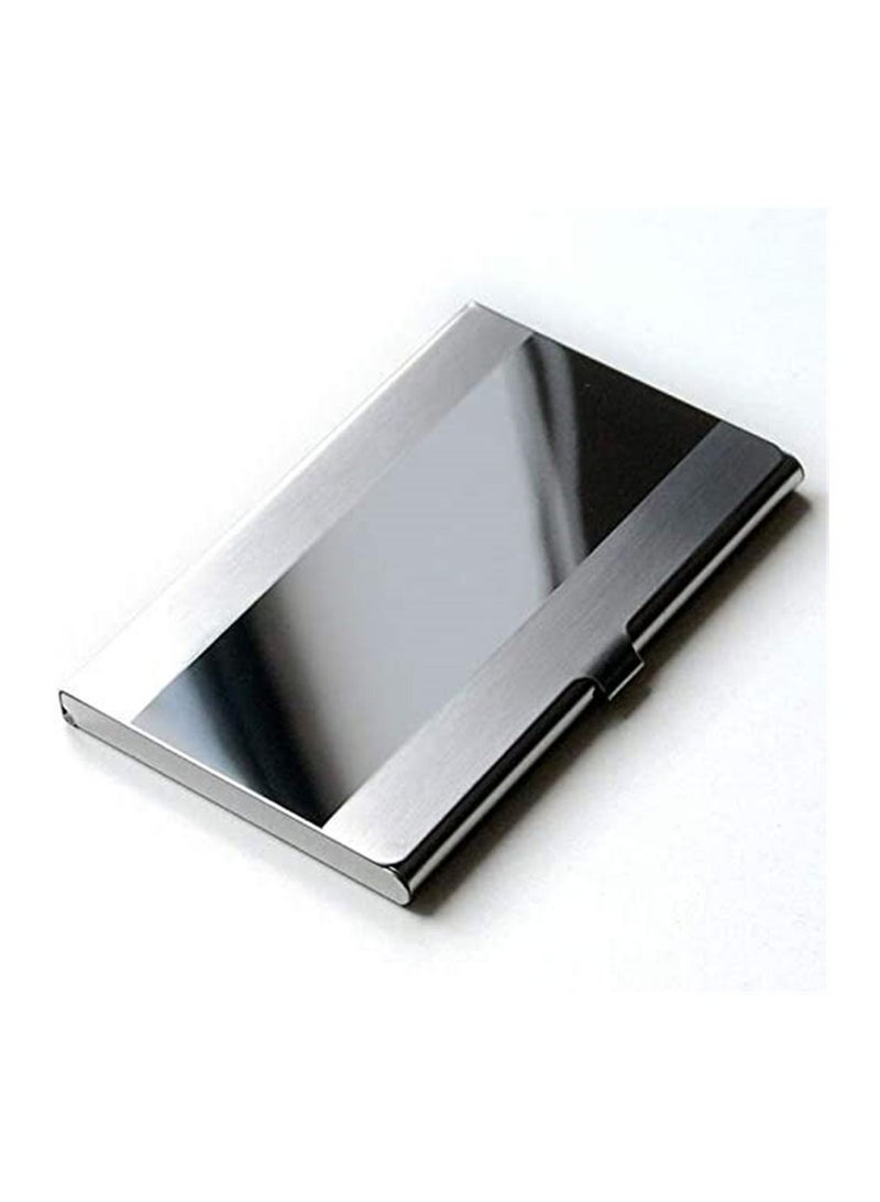 SYOSI Business Card Holder, For Men and Women, Stainless Steel in Sleek Design, Sceatch Resistant, Long Lasting Gloss Pocket Size Mirror Silver - Image 1