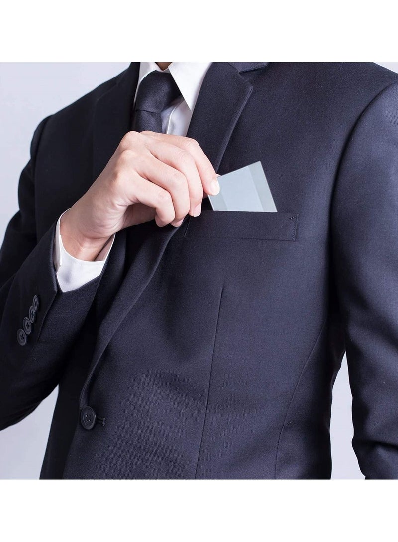 SYOSI Business Card Holder, For Men and Women, Stainless Steel in Sleek Design, Sceatch Resistant, Long Lasting Gloss Pocket Size Mirror Silver - Image 3