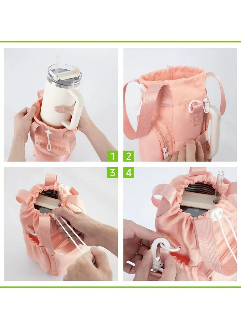 Water Bottle Holder with Strap, Water Bottle Carrier Bag for Stanley 40 oz Tumbler with Handle, Insulated Water Bottle Sling Bag with Phone Pouch, Water Bottle Purse Accessories - Image 4
