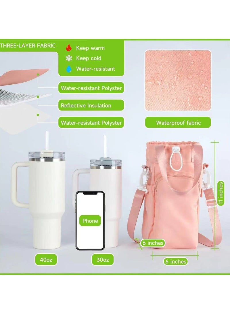 Water Bottle Holder with Strap, Water Bottle Carrier Bag for Stanley 40 oz Tumbler with Handle, Insulated Water Bottle Sling Bag with Phone Pouch, Water Bottle Purse Accessories - Image 5