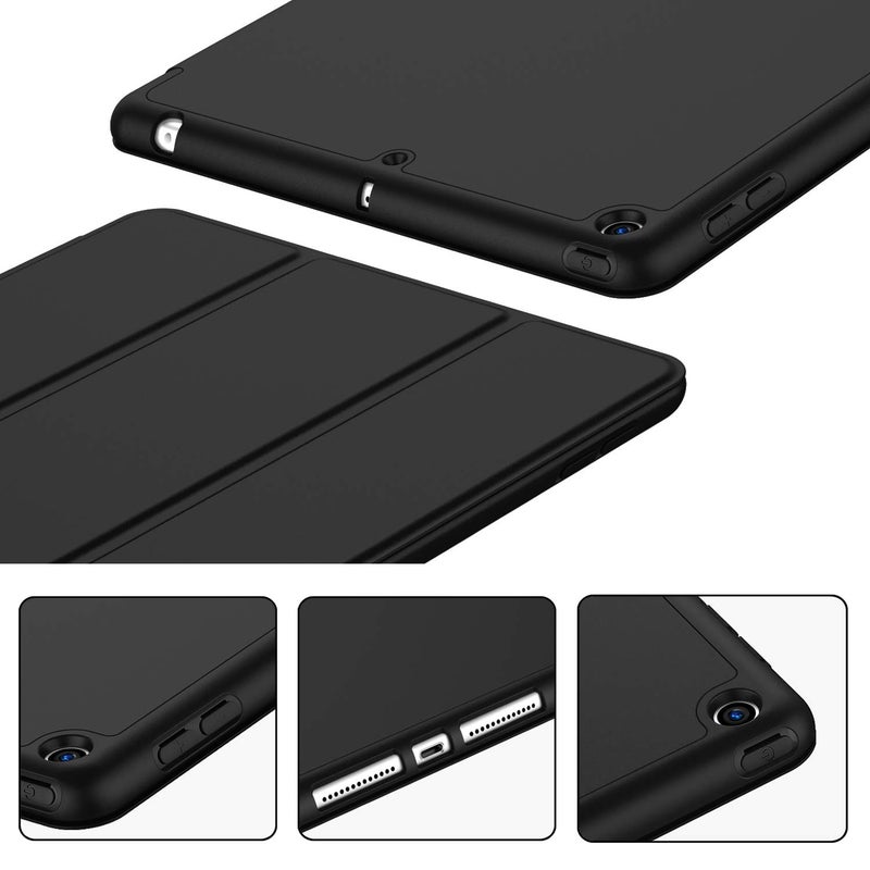 iMieet iPad 9th Generation Case 2021/iPad 8th Generation Case 2020 10.2 Inch with Pencil Holder, iPad 7th Gen 2019 Case with Soft Baby Skin Silicone Back, Auto Wake/Sleep Cover (Black) - Image 4
