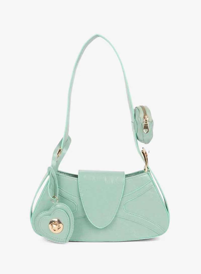 Women's Lotus Mint Baton Wallet Design Synthetic Leather Snap Closure Hand and Shoulder Bag.