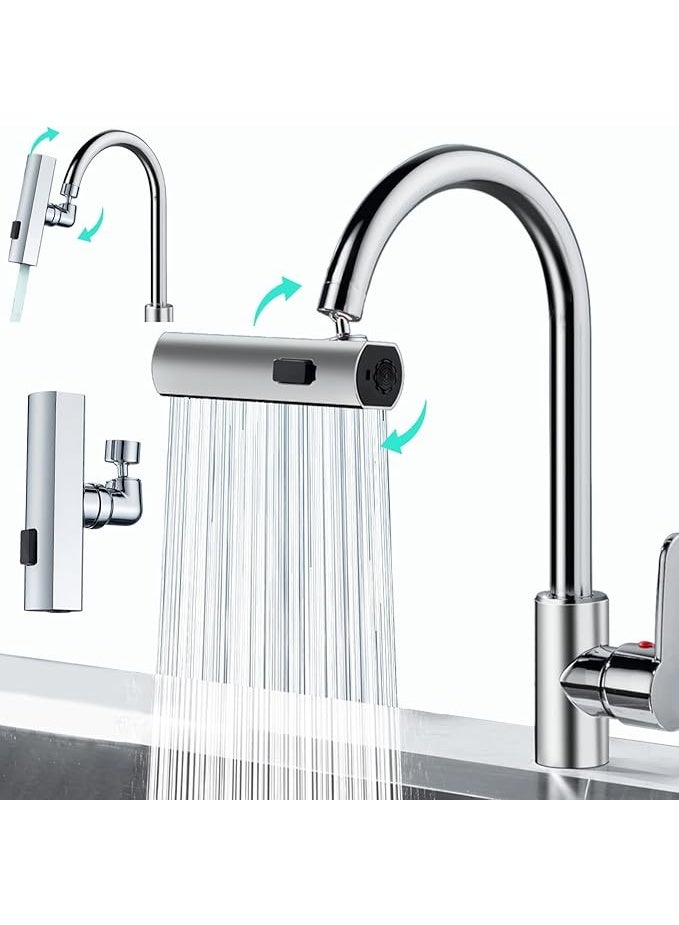 DUNISO 3 in 1 Waterfall Kitchen Faucet，360° Rotatable Faucet Sprayer Head， Faucet Extender for Kitchen Sink，Splashproof, Sturdy and Durable，for Washing Vegetables and Fruits - Image 1
