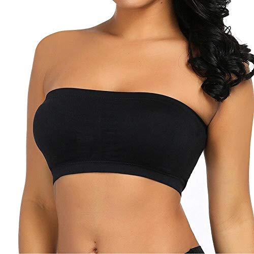Boolavard Seamless Bandeau Bra Boob Tube Bra Strapless Stretch (as1, Alpha, l, Regular, Regular, Black) - Image 1